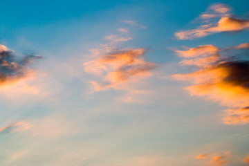 colorful dramatic sky with cloud at sunset