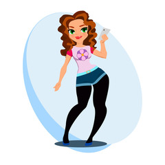 Attractive Girl is Doing Selfie with Smart Phone.