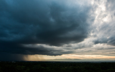 colorful dramatic sky with cloud at sunset