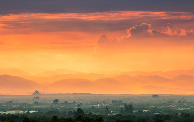 colorful dramatic sky with cloud at sunset