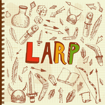 vector hand drawn illustration for LARP theme, printed goods, social networks, web, media, role playing and historical reconstruction.