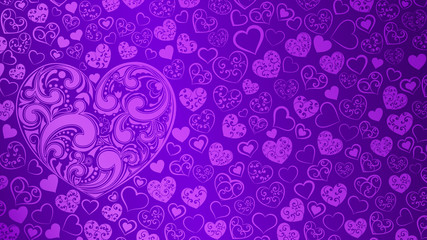 Background of hearts with swirls
