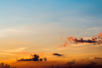 colorful dramatic sky with cloud at sunset