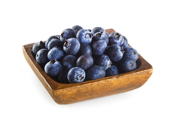 Blueberries in wooden bowl
