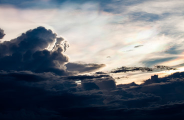 colorful dramatic sky with cloud at sunset