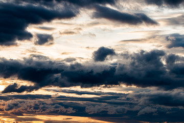 colorful dramatic sky with cloud at sunset