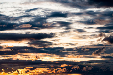 colorful dramatic sky with cloud at sunset