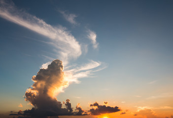 Fototapeta premium colorful dramatic sky with cloud at sunset