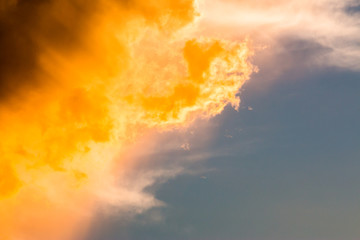 colorful dramatic sky with cloud at sunset