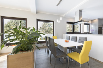 Luxurious living room with dinning table