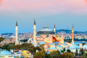 Zelfklevend Fotobehang Hagia Sophia-moskee, Istanbul, Turkije. © Luciano Mortula-LGM