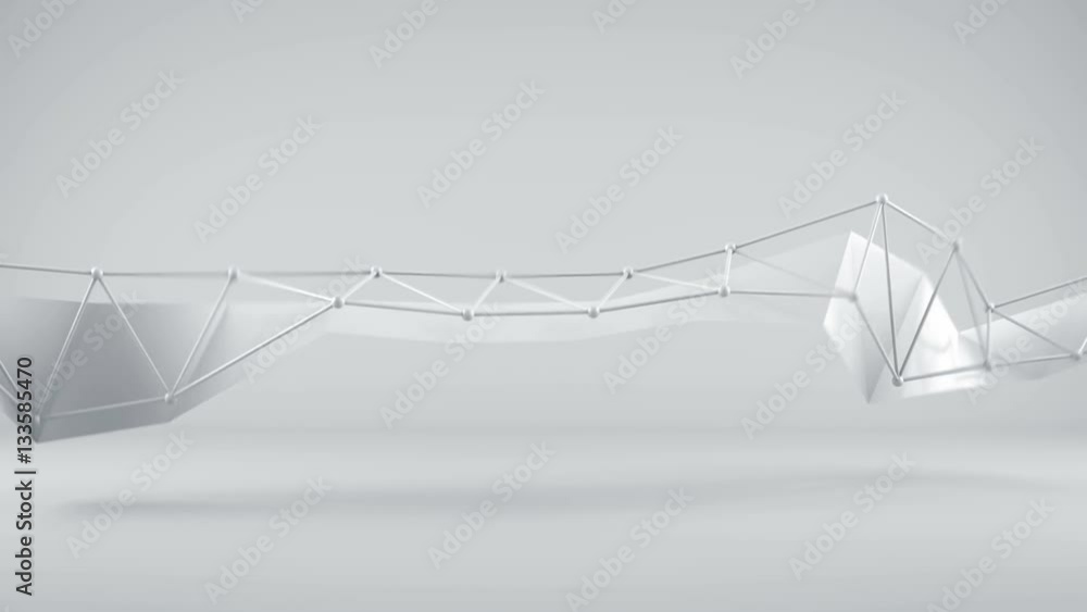 Poster white polygonal shape waving. computer generated abstract 3d render seamless loop animation 4k uhd (