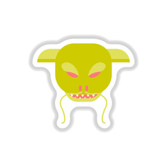 Vector illustration of Chinese new year celebration in paper sticker style dragon festival face