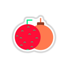 Vector illustration in paper sticker style Christmas balls