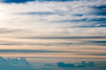 colorful dramatic sky with cloud at sunset