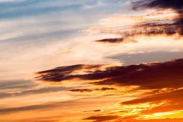 colorful dramatic sky with cloud at sunset