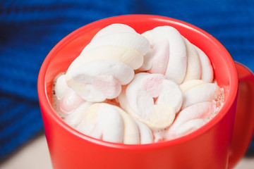Hot chocolate drink with marshmallow