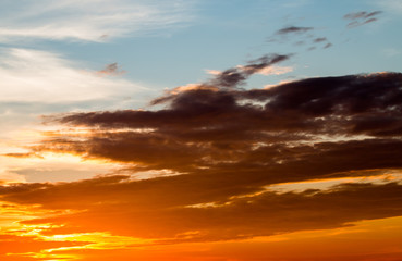 colorful dramatic sky with cloud at sunset