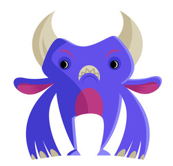 Fototapeta premium angry cute tiny horned monster 