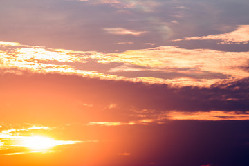 colorful dramatic sky with cloud at sunset