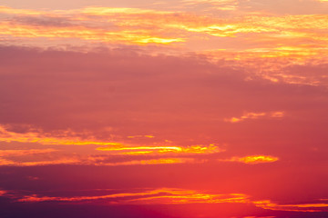 colorful dramatic sky with cloud at sunset