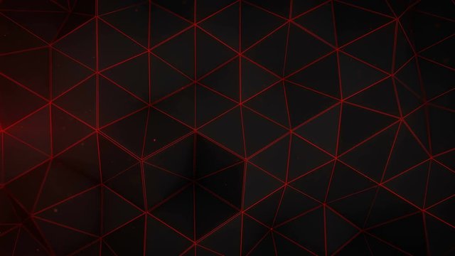 Glowing red triangle polygons. Computer generated seamless loop 3D render geometric background. 4k UHD (3840x2160)
