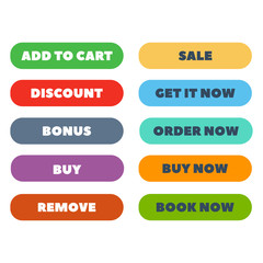 Fototapeta premium Shop buttons vector set.