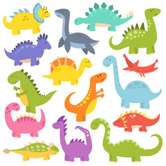 Fototapeta na wymiar Cartoon cute dinosaurs vector.