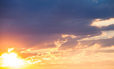 colorful dramatic sky with cloud at sunset