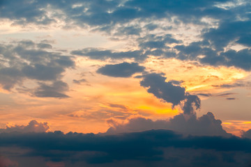 colorful dramatic sky with cloud at sunset