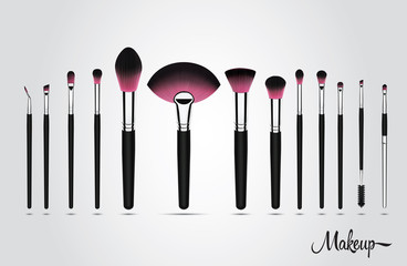 Vector make-up cosmetic powder brush. 