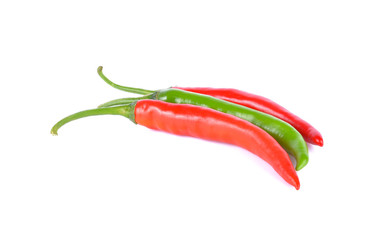 Red pepper, green on a white background