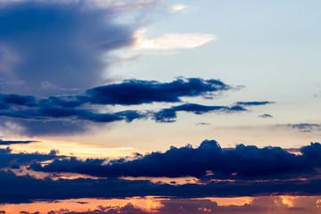 colorful dramatic sky with cloud at sunset