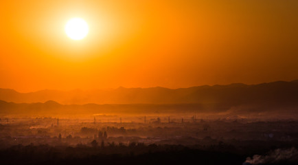 colorful dramatic sky with cloud at sunset