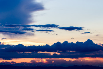 colorful dramatic sky with cloud at sunset