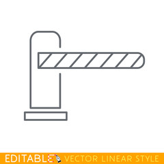Level crossing barrier. Editable line icon. Stock vector illustration.