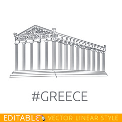 Greek Acropolis. Editable line icon. Stock vector illustration. - obrazy, fototapety, plakaty