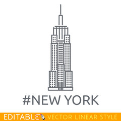 New York City Empire State Building. Editable line icon. Stock vector illustration.