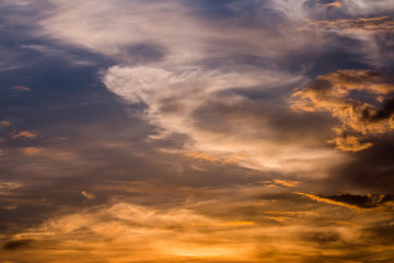 colorful dramatic sky with cloud at sunset