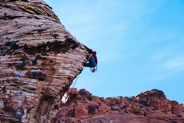 Fototapeten Bergsteigen Climbing the red rock canyon  © onlymag