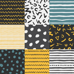 Decorative seamless pattern with handdrawn shapes