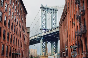 Papier Peint photo Lavable New York Pont de Manhattan.