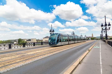 Zelfklevend Fotobehang Modern city tram in Bordeaux © Sergii Figurnyi