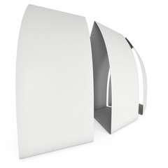 Three blank paper tent cards. 3d render illustration isolated. Table cards mock up on white background.