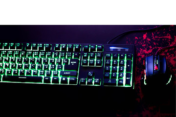Playing computer game with gaming gear. © princerko