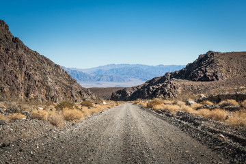 Dirt road to Warm Water Canyon in Death Valley, CA