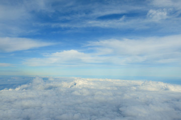 cloudy sky and blue clear sky as carpet clouds background,aerial
