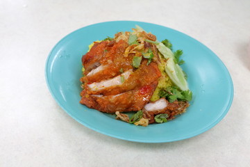 Muslim yellow rice with chicken