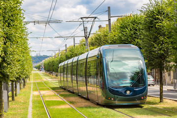 Modern city tram in Bordeaux - obrazy, fototapety, plakaty