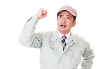 ガッツポーズの宅配人